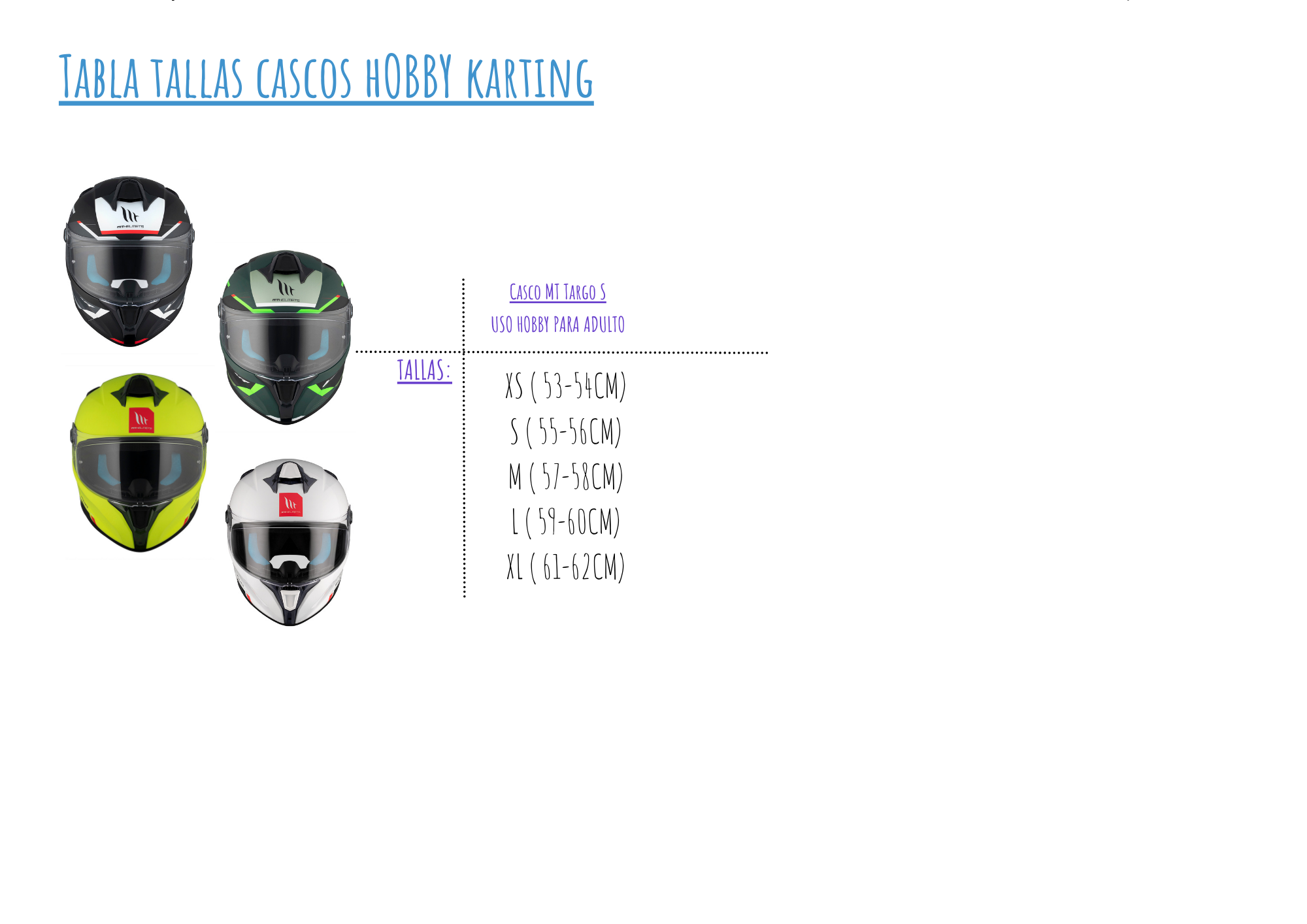 tallas cascos karting 2026